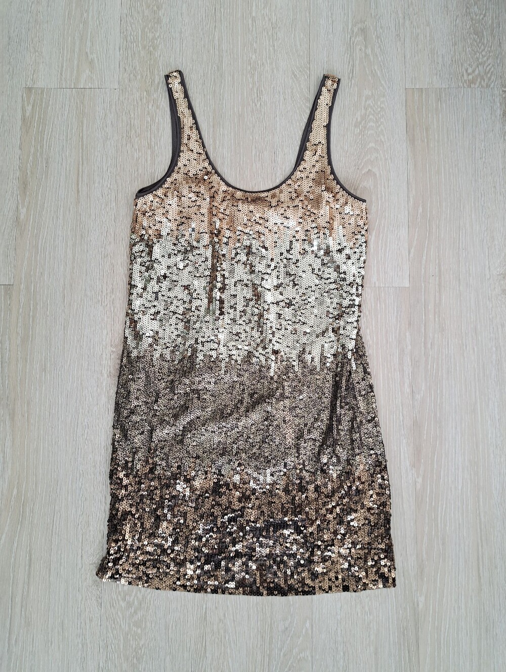 Express Gold Ombre Sequin Mini Dress Sz XS